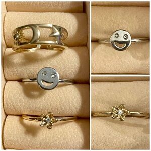 Gold Tone Smiley and Star Rings Set